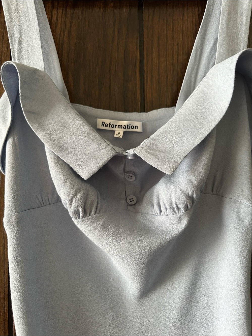 Reformation Pale Blue Square-Neck Midi Viscose and Rayon Dress sz 8 - Picture 6 of 9